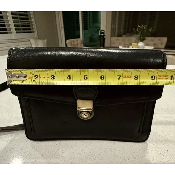 PORTAFOGLI PELLE TOSCANINO TRACOLLA LEATHER WALLET BORSA NERA BORSETTA CROSSBODY - Picture 16 of 16